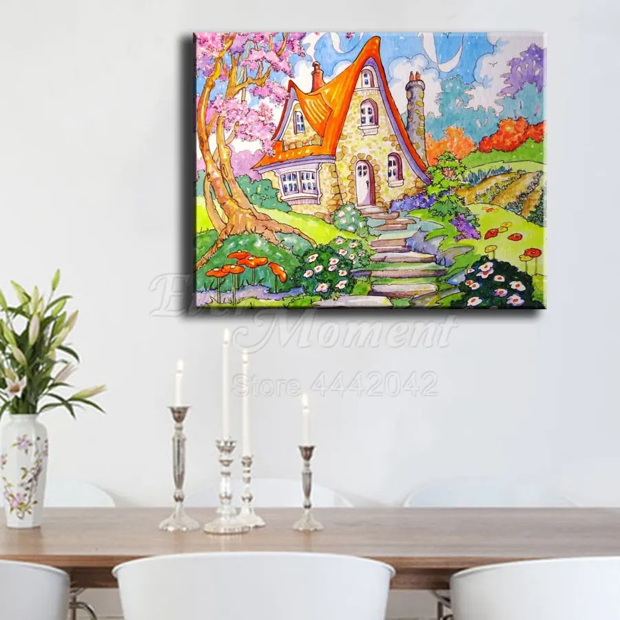 Алмазная живопись ручная работа квадратные стеллажи дом лестница цветок дерево
