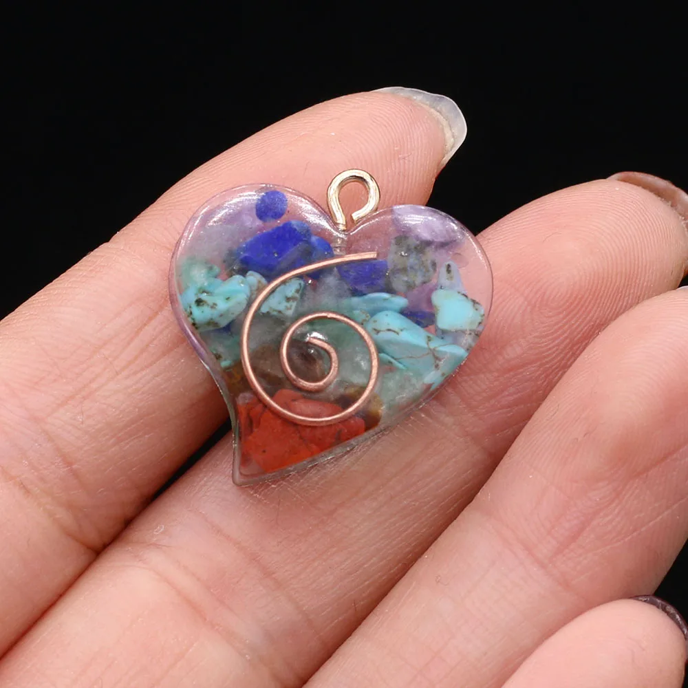 

1pcs Natural Stone Heart Shape Resin Charms Pendants for Jewelry Making DIY Necklace Earrings Women Girls Gifts Size 22x25mm