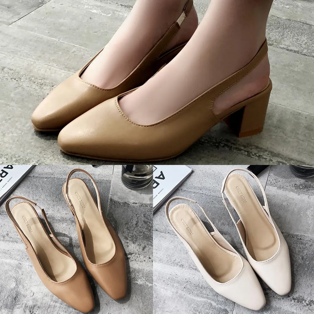 

Sandals Woman Shoes Solid Pointed Soft Bottom Outside Ankle Noble Wild Mid Heel Creativity Sandals Women Summer Shoes