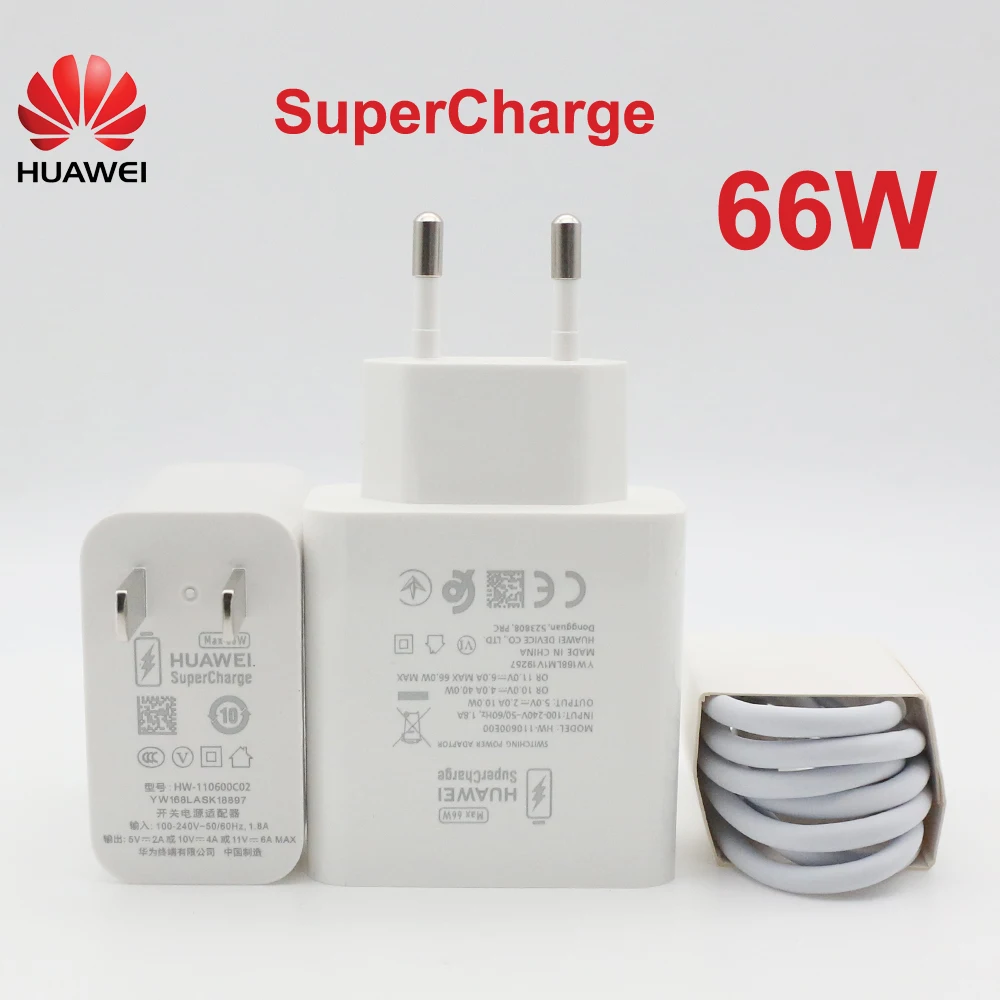 

Зарядное устройство Huawei Mate 40 Pro 66 Вт, оригинальное зарядное устройство с суперзарядным USB кабелем 6A типа C для Huawei Mate 40 Pro Mate30 40 P40 Pro Nova8 Se P30