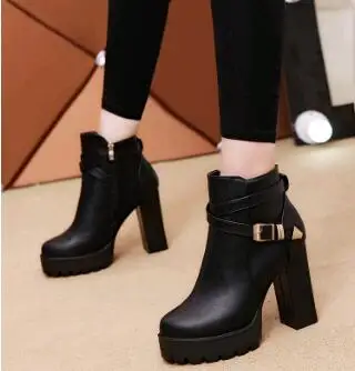 

Women's Shoes New High Heel Waterproof Platform Round Women's Side Zipper Boots Women's Vulcanize Shoes gbn78