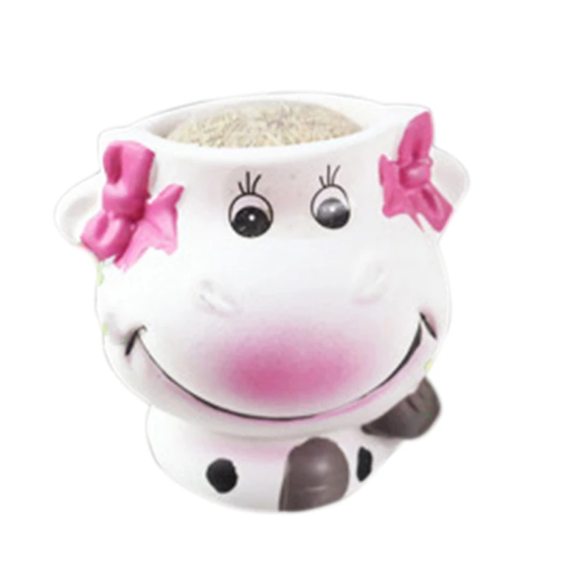 

DIY Long Grass Head Doll Potted Office Home Green Plant Decoration Couple Cows Fleshy Small Flower Pot