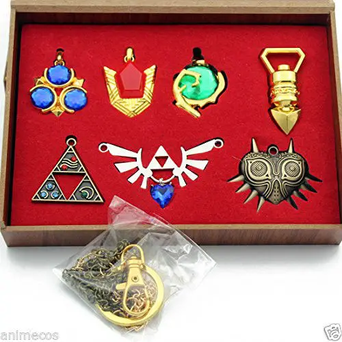 Легенда о Зельде Triforce Hylian Shield& Master брелок в виде меча Ожерелье Подвески Брелок коллекция оружия коробка Косплей Реквизит - Цвет: 7PCS02