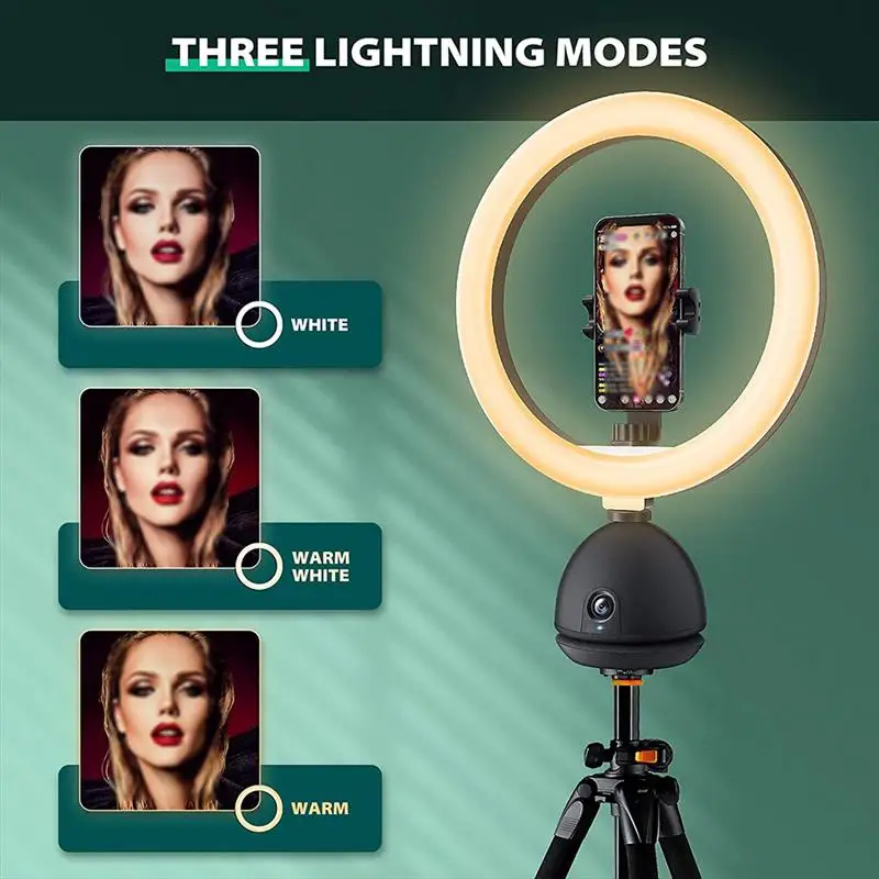 

Tracking Camera with Ring Light 10 Inch Filling Light 360 Degree Rotating Phone Selfie Ring Lamp For Makeup Video Live Photo