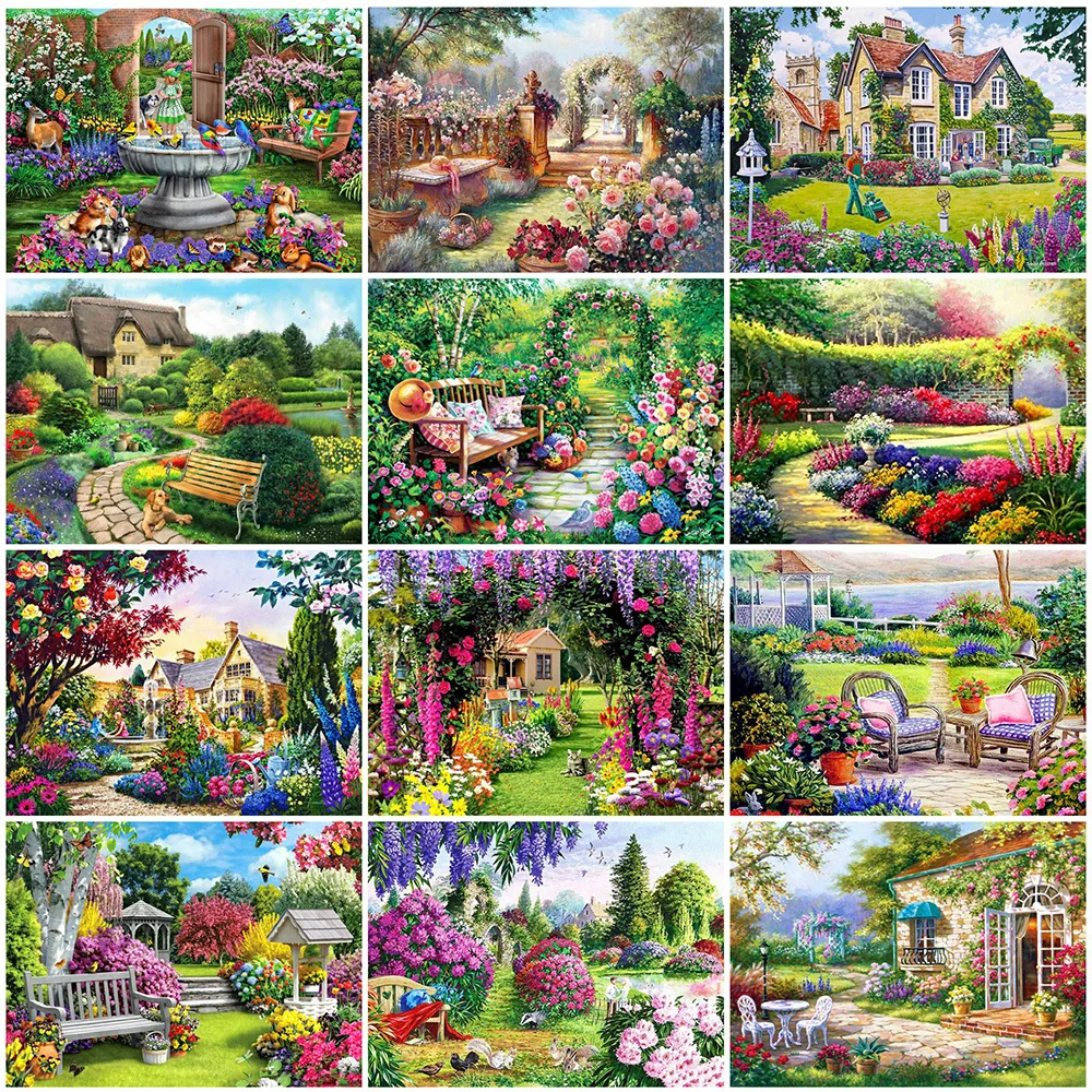 

HUACAN 5d алмазная картина сад полная дрель квадратная Бриллиантовая мозаика Пейзаж Вышивка набор картина Стразы Декор для дома