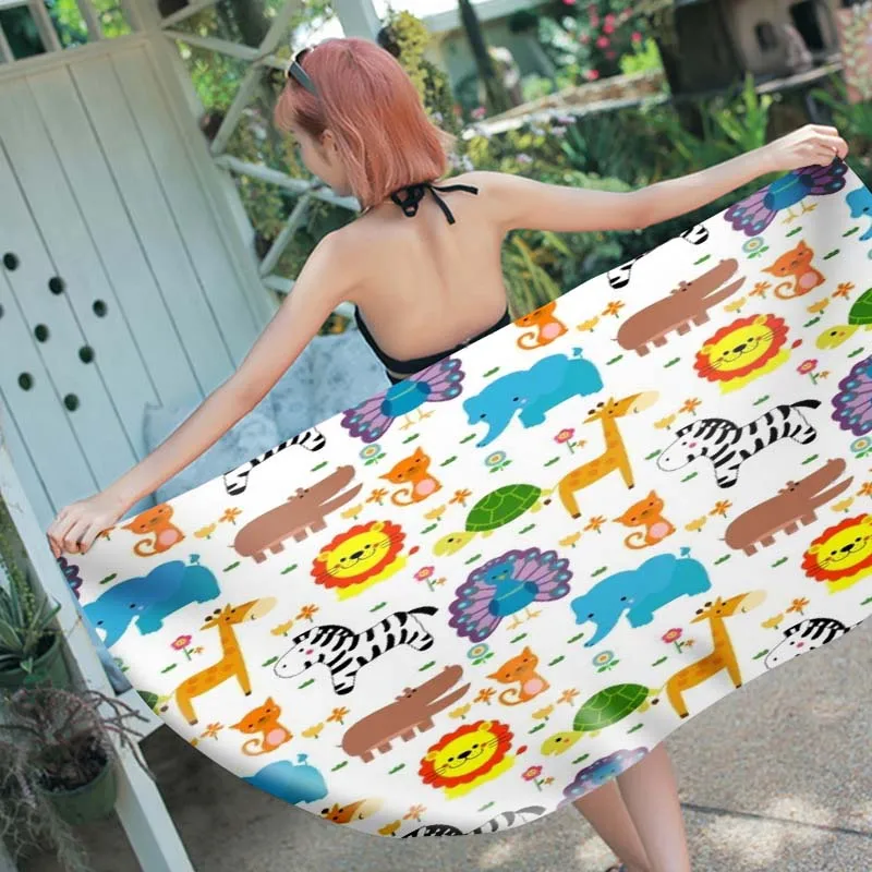 Cartoon Dinosaur Lion Deer 3D Print Microfiber Beach Towel Rectangle Bath Yogo/Spa/Camping Mats for Women Mens 150x180cm |