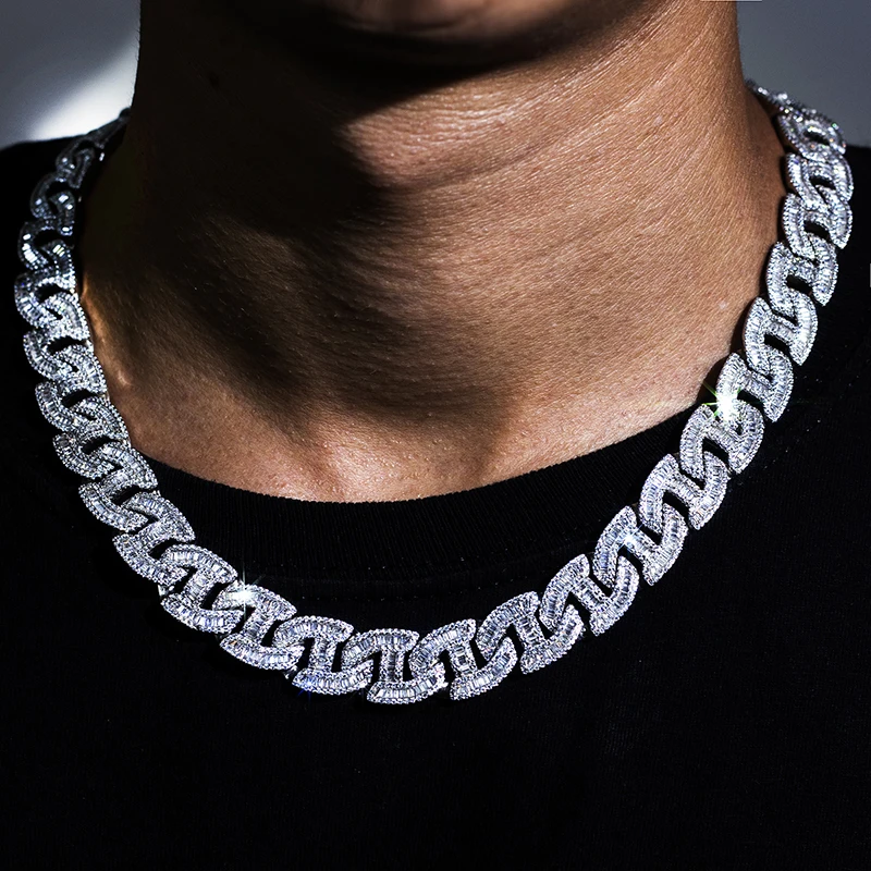 

Custom Moissanite Diamond Cuban Link Chain Necklace Iced Out Hip Hop MSN-533