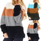 Женский плюшевый свитер, сезон осень-зима 2021, Женский свитшот, топы, новая мода, пуловер с круглым вырезом и длинными рукавами для женщин