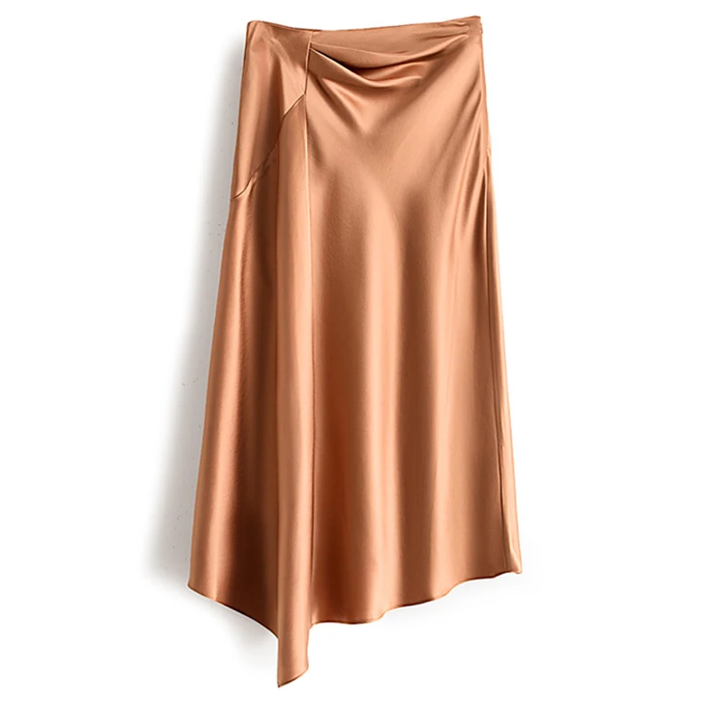 Женская атласная Асимметричная длинная юбка элегантная привлекательная