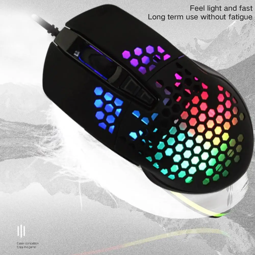 High-end 6400 Adjustable DPI Honeycomb Game Mouse Optical Wired Drivers USB RGB Light Programmable Gaming For PC Computer | Компьютеры и