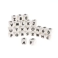 Wholesale 500pcs English 12mm Letters Silicone Alphabet Baby Teether Beads BPA Free Infant Pacifier Chain Clips Chewing Gifts