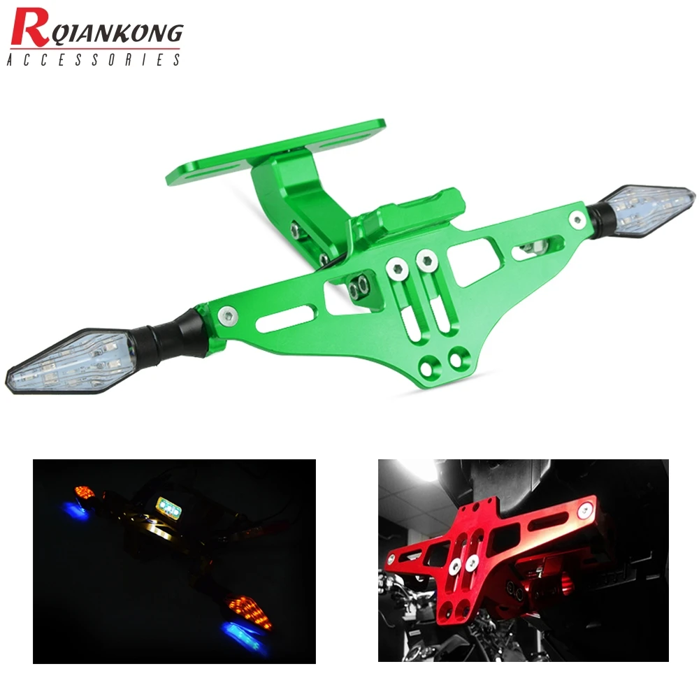 

Motorcycle Rear Adjustable License Plate Mount Holder with LED Lights Bracket For Kawasaki ER6F ER-6N ER-6F Yamaha FZ6-S2 FZ6 S2