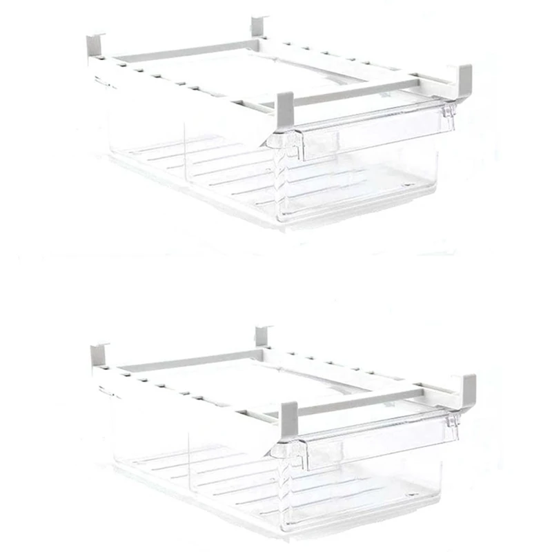 

Refrigerator Organizer Bins with Handle, Pull-Out Fridge Drawer Organizer, Freely Pullable Refrigerator Storage Box