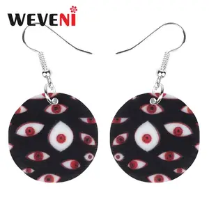 WEVENI, акриловые украшения для Хэллоуина, круглые украшения серьги-подвески в форме капли, ювелирные изделия для девочек-подростков, очаровательный подарок, аксессуар для вечеринки