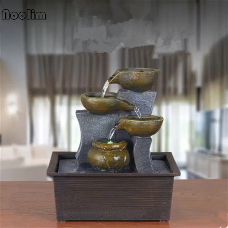 Resin Indoor Lucky Desktop Water Fountain Small Ornaments Humidifier Feng Shui Waterscape Wheel Home Decoration Wedding Gifts | Дом и сад