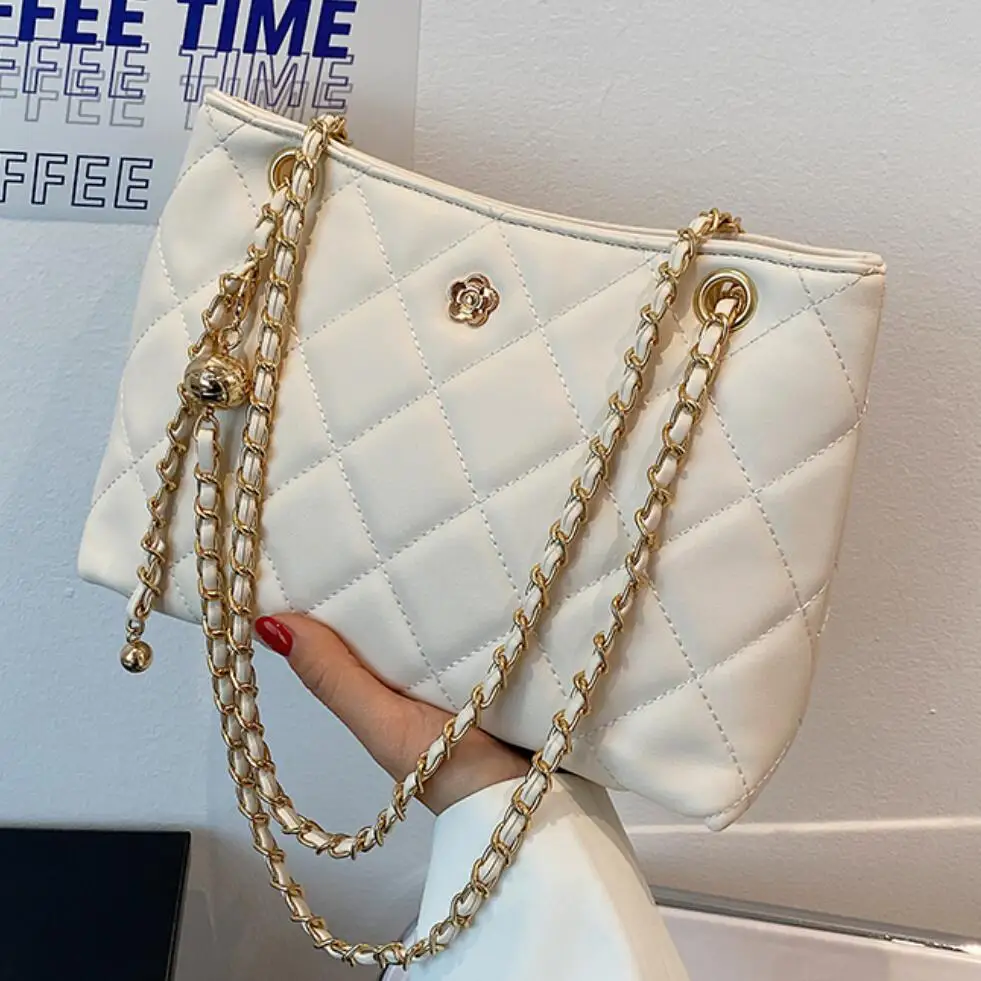 

Lattice Square Tote Underarm bag 2021 New High-quality PU Leather Women's Designer Handbag High capacity Shoulder Messenger Bag