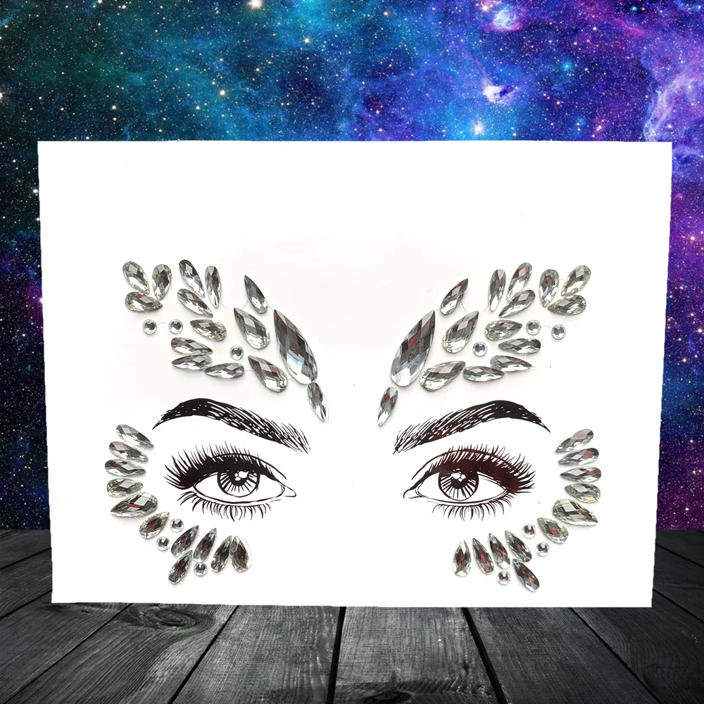 

DIY Flash Eye Tattoos Sticker Gems Face Jewelry Self Adhesive Fake Body Art Sticker Women's Fashion Eye Decoration For Show Club