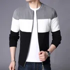 Мужской облегающий кардиган, теплый трикотажный свитер из хлопка и шерсти, повседневная одежда для осени