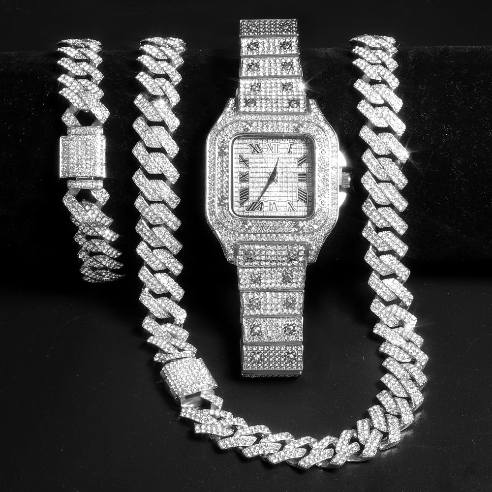 Кубинская цепочка Майами для мужчин сверкающее ожерелье в стиле хип-хоп 15 мм