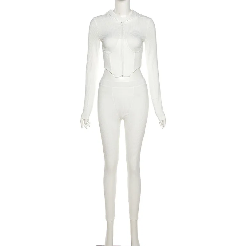 

BOOFEENAA Athleisure Two Piece Set Women Top and Pants Zip Up Hoodie Jacket Ladies Tracksuit Sets Fall Outfits Sweatsuit C87DH41