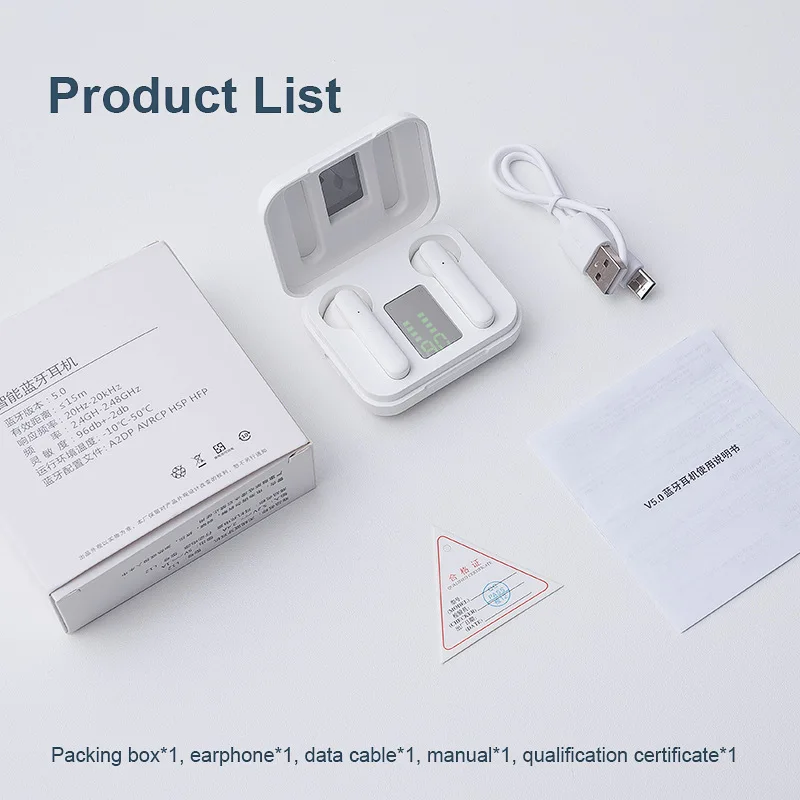 

Digital display wireless headset TWS bluetooth 5.0 sports two-ear touch bluetooth headset supports iPhone12 huawei and xiaomi