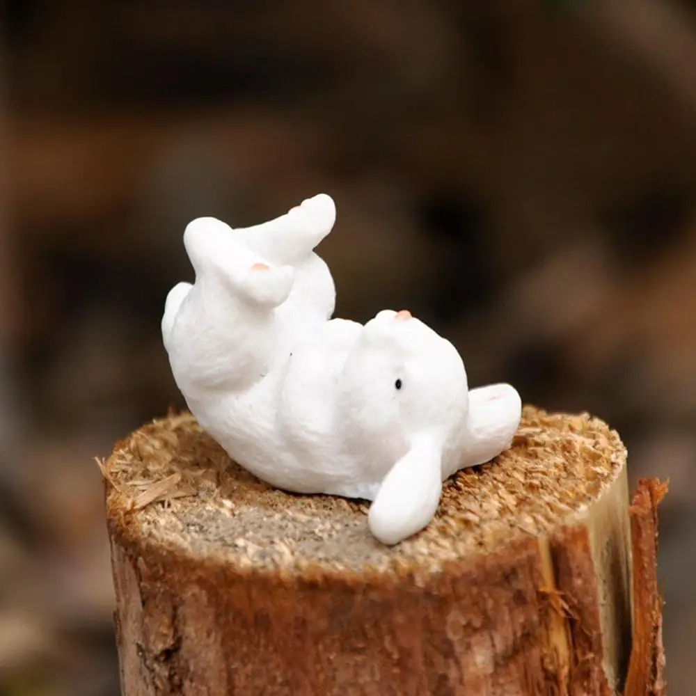 Семейная фигурка белого кролика модель животного из смолы микро-ландшафт