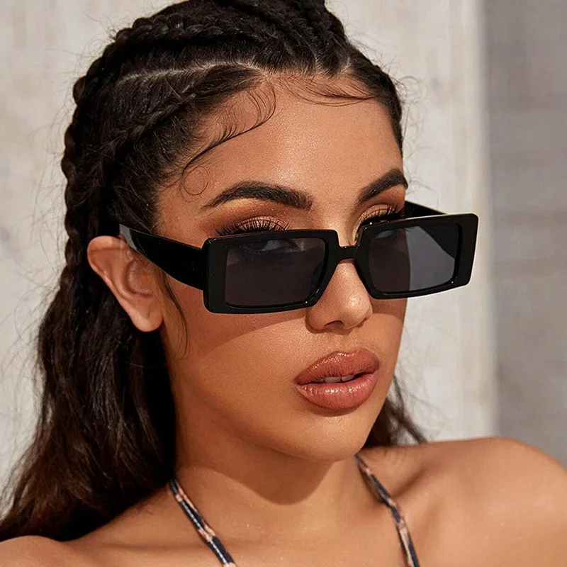 

Stylish Retro Rectangle Sunglasses Small Frame Women's Glasses Vintage Black Lady Sun Shades