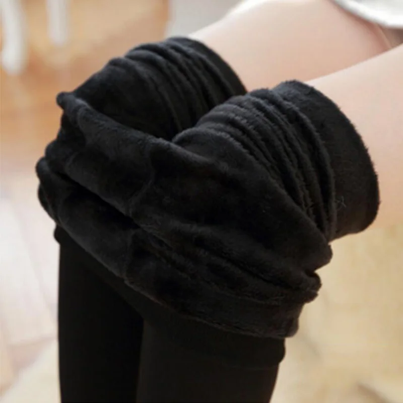 K018 Thick Black Женские леггинсы внутри утепленные меховые теплые леггинсы женские Зимние флисовые леггинсы женские бархатные леггинсы - Цвет: K018 Thick Black