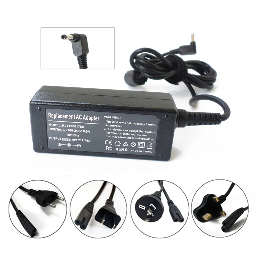 

19V 1.75A 33W AC Adapter Battery Charger Power Supply Cord For Asus VivoBook X200LA-DH31T X200LA-CT002H X200LA-CT003H EXA1206CH