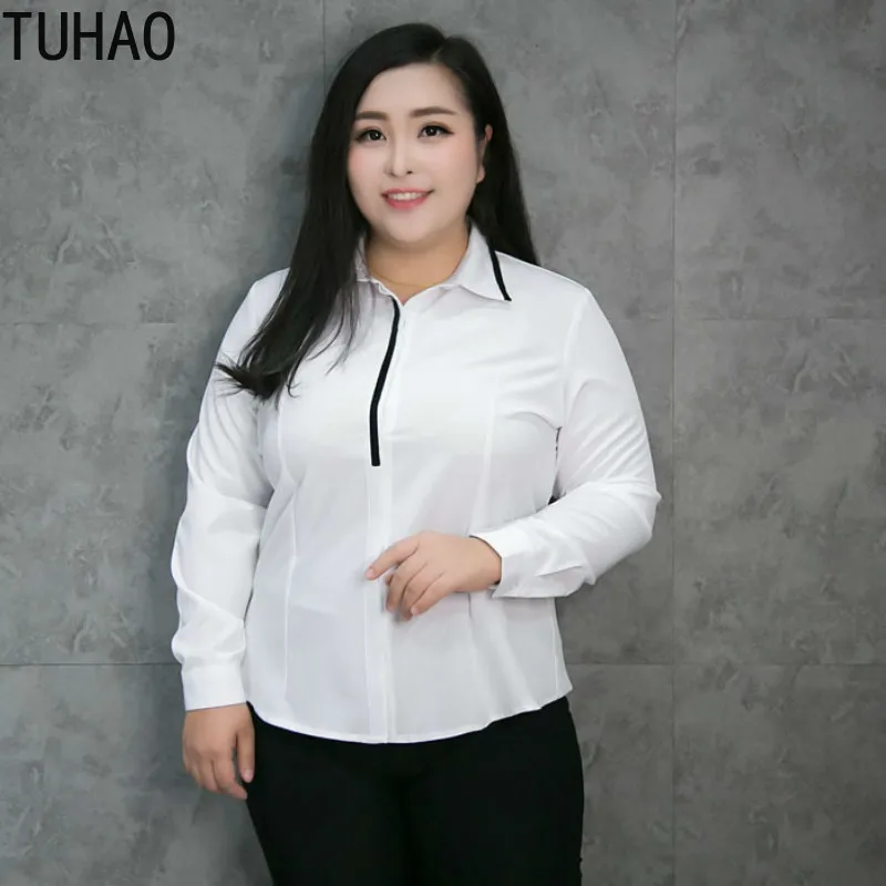 TUHAO женские рубашки Повседневная Блузка на осень и весну 3XL 4XL 5XL 6XL размера плюс