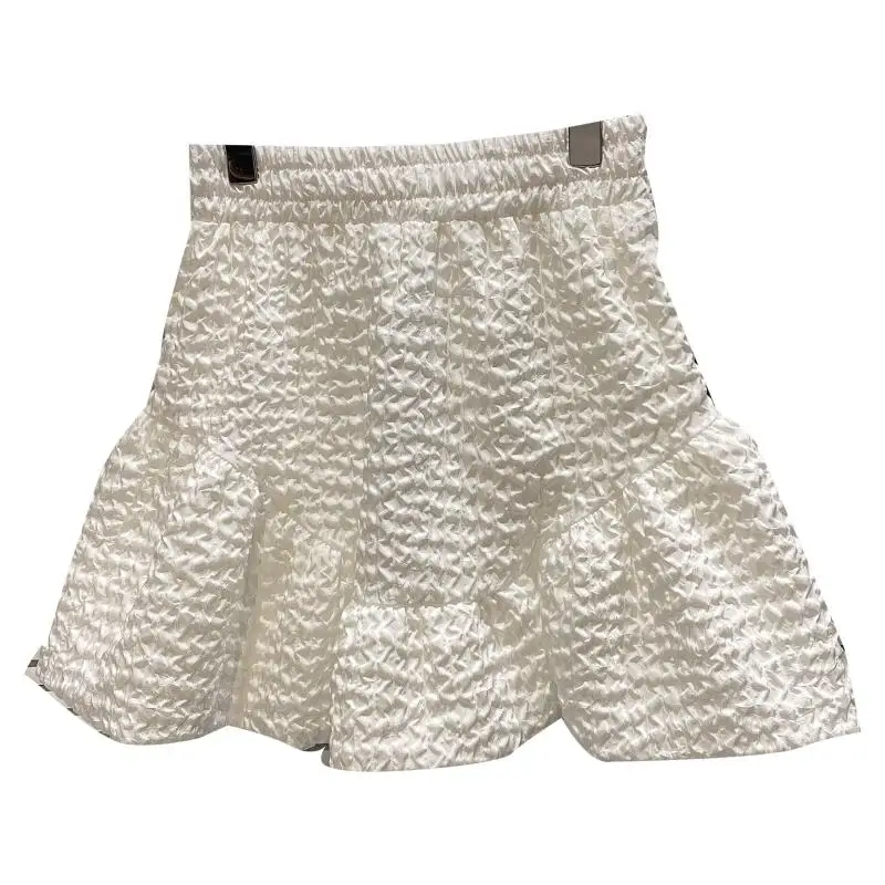 

Pleated 3d Short Skirt 2021 Summer New Small Fragrance Embossed Solid Color Pengpeng Skirt