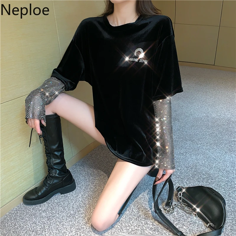 Nepleo Лето 2021 новый пуловер с круглым вырезом бриллиантами в стиле пэчворк