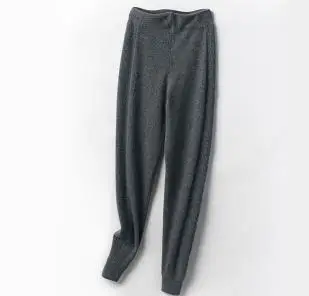 dark grey Женские модные брюки-карандаш из козьего кашемира со средней талией, европейские размеры M/L/XL, розничная оптом - Цвет: dark grey