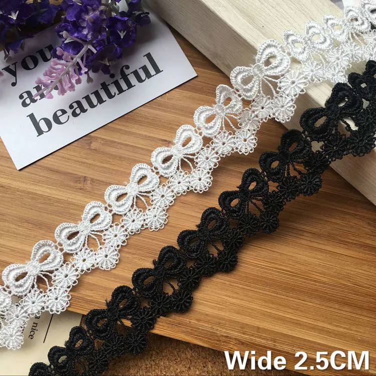 

2.5CM Korean Beautiful Bow Soluble Lace Polyester Embroidery Ribbon DIY Necklace Wedding Veil Belt Decorative Sewing Accessories