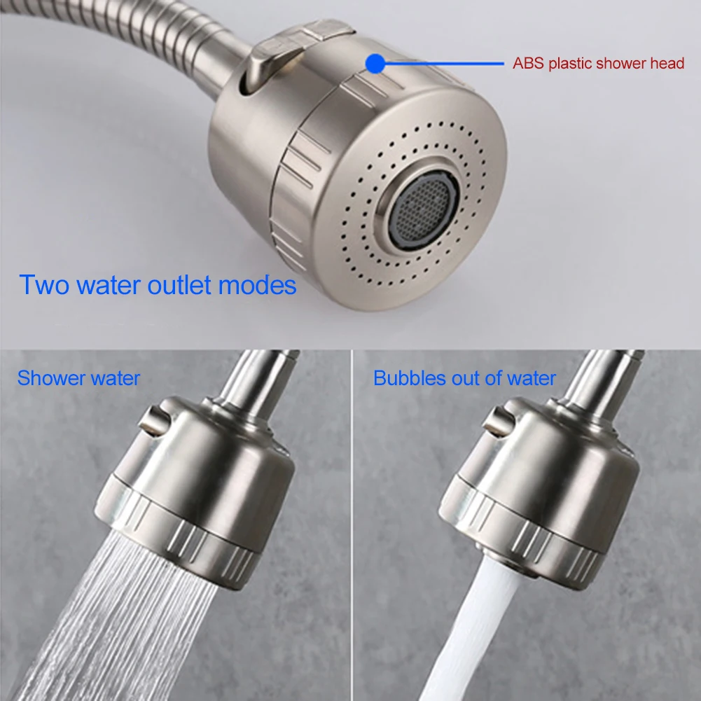 

360 Rotatable Kitchen Faucet 2 Spray Settings Single Handle Flexible Neck for Laundry Room Garden Kitchen Faucets Tap