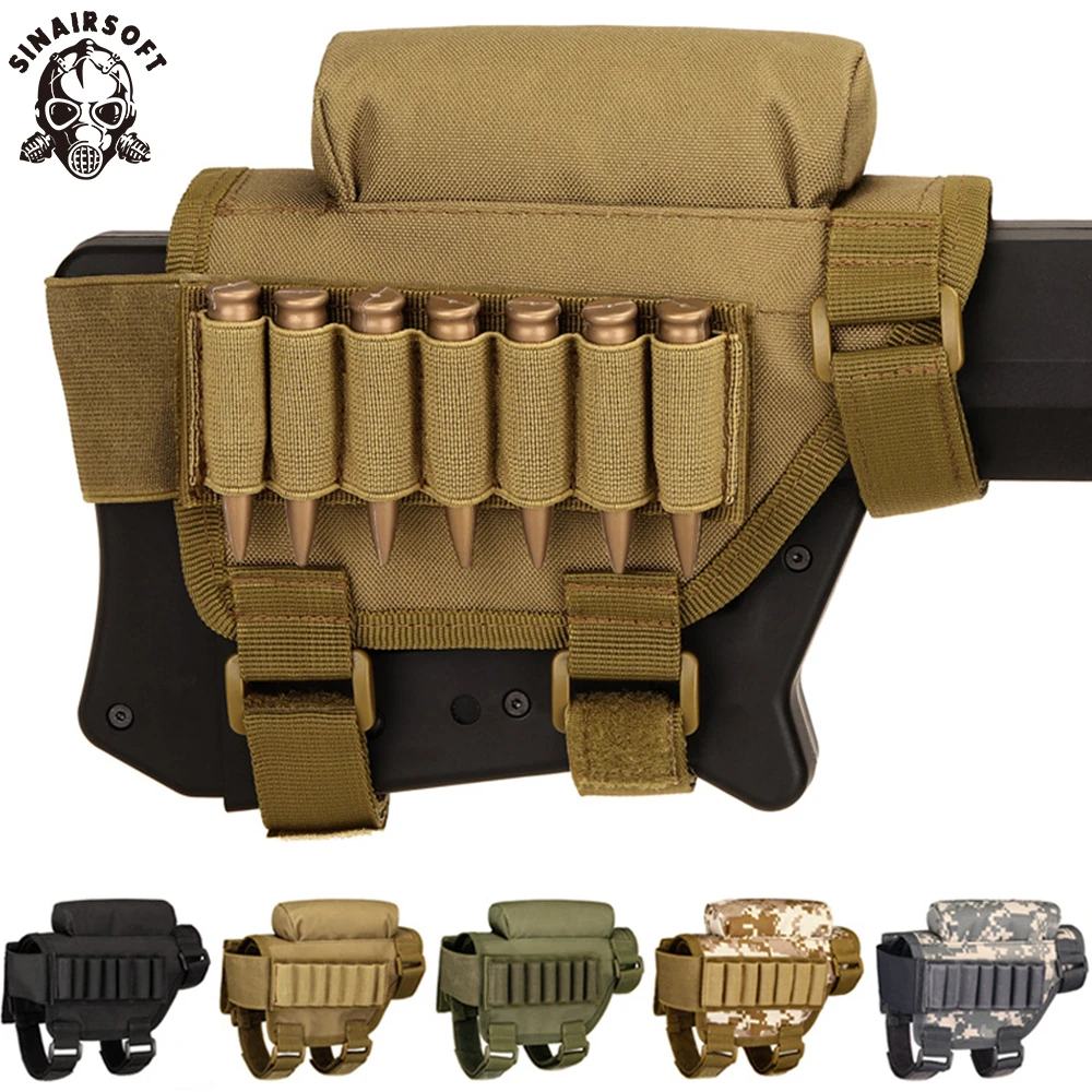 

Adjustable Tactical Butt Stock Rifle Cheek Rest Pouch Bullet Holder Nylon Riser Pad Ammo Cartridges Bag For . 300. 308 Winmag