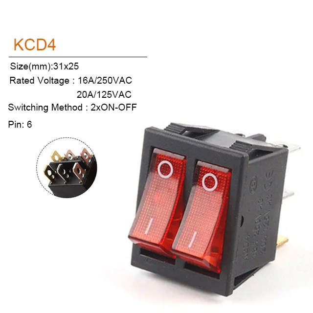 Пластиковый 6-контактный 2/3-позиционный кулисный переключатель 16А/250В 20А/125В