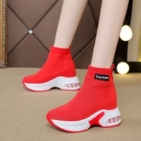 summer mesh casual high help shoes womens 2019 new thick soled high elastic socks hundred pairs high rise shoes