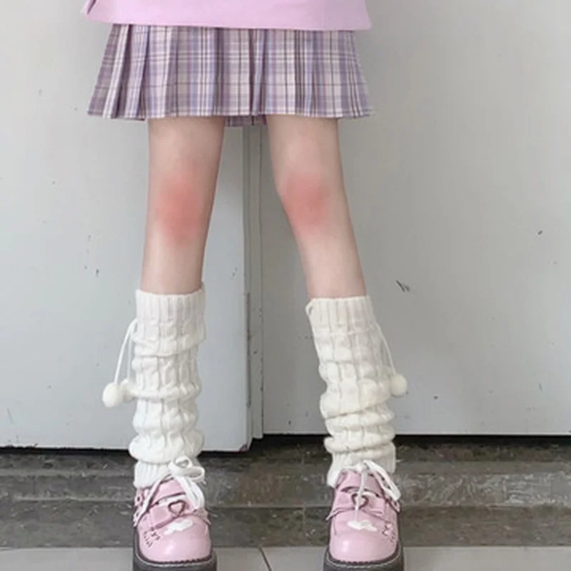 

Japanese JK uniform Lolita style Slouch Socks Loose Boots Solid Color Knit Winter Leg Warmers Socks Foot warming cover