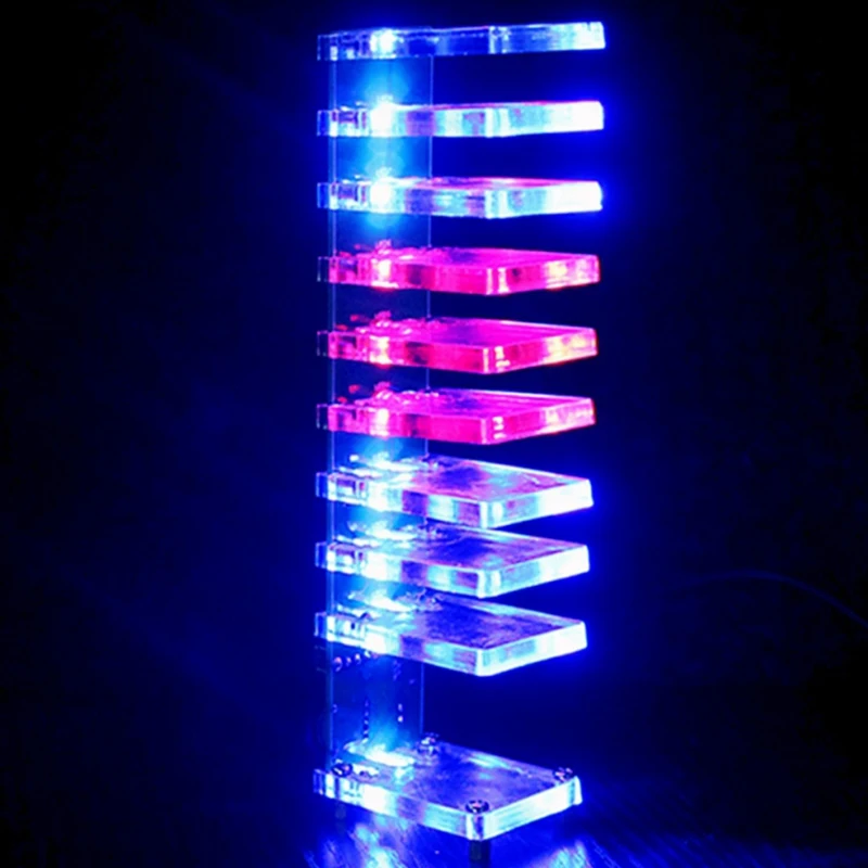 

DIY VU метр 10 уровня колонна светильник светодиодный профессиональный электронный с украшением в виде кристаллов звук Управление музыкальны...
