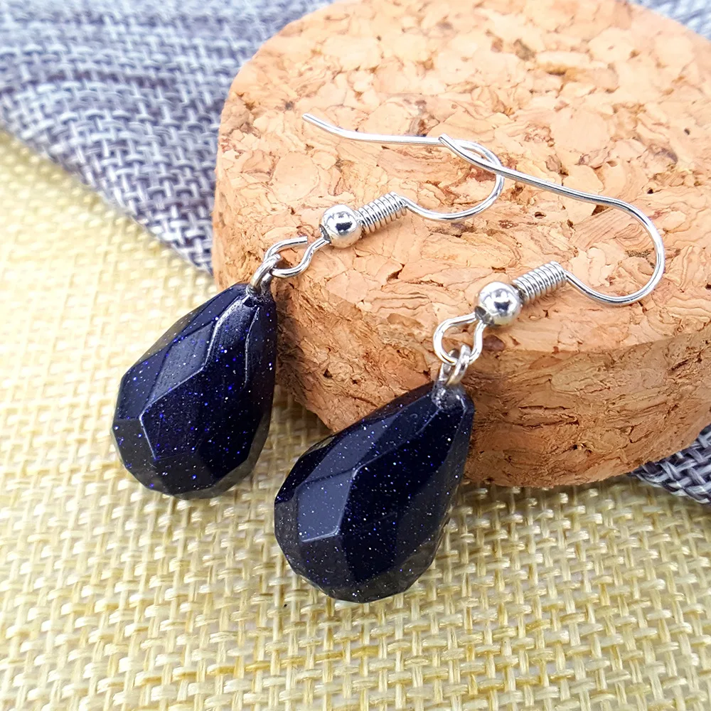 Популярные серьги в форме капли из натурального драгоценного камня для девушек