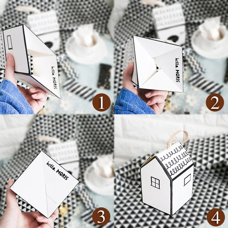 30 шт./лот специальная форма дома Свадебная коробка конфет красивая для печенья на