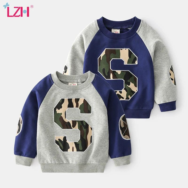 

LZH 2021 New Fashion Stitching Long-Sleeved Sweater For Boy Clothing Autumn Children's Sweatshirt Camouflage Kids Pullover Tops