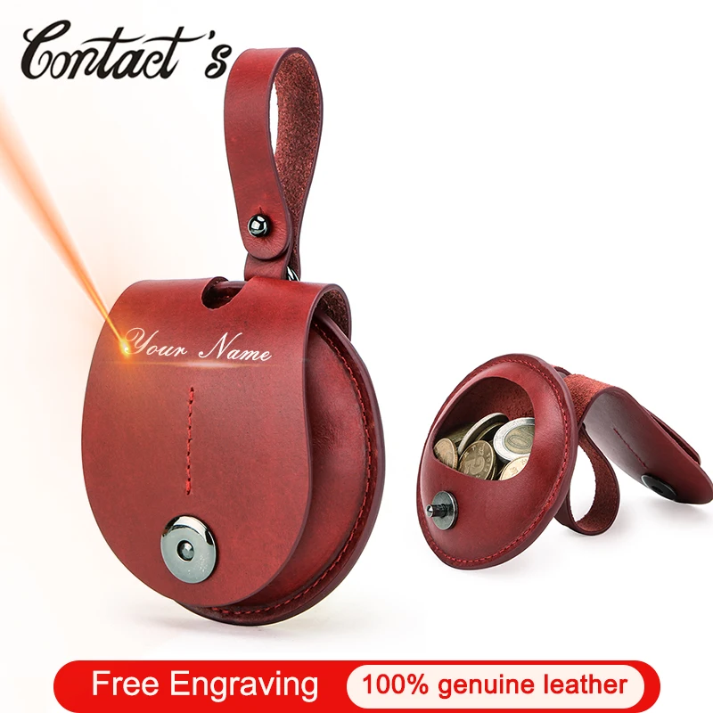 

Contact's растительного дубления кожаный кошелек для монет Модный женский кошелек маленький мини сумка для денег для наушников женские кошельк...