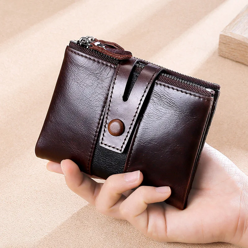 Новинка 2020 мужской кошелек женский кожаный короткий из натуральной кожи деловой