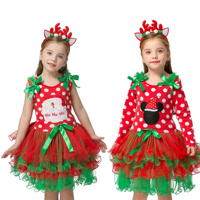Красное детское платье рождественское для девочек 2 3 6 лет вечернее Санта Детские