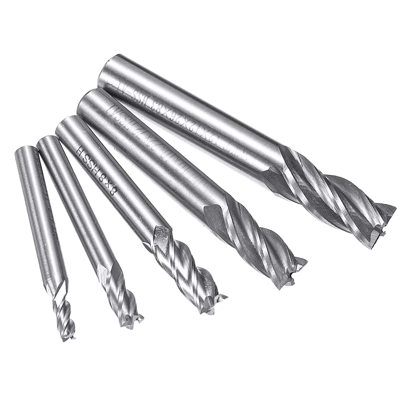 

5pcs 4 Flute HSS End Mill Set Straight Shank CNC Milling Cutter Drill Bit 4/6/8/10/12mm Mayitr For Power Tools