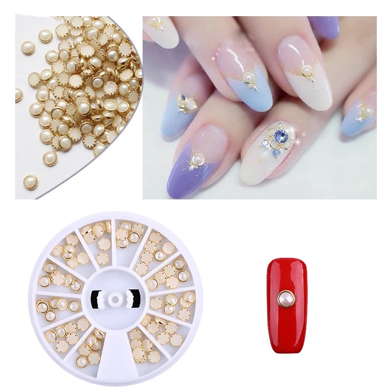 

4mm Colorful Metal Edge Glitter Nail Beads Studs Beauty Charm Nail Art DIY Nail Art Rhinestone Nails Beads Beauty Glitter
