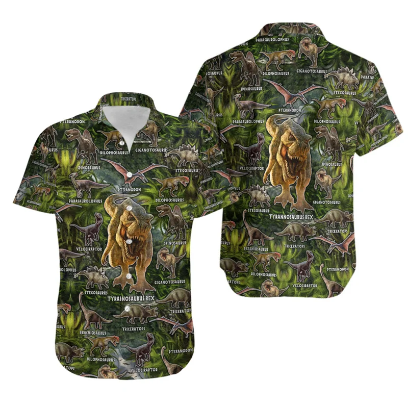 

Fashion Color Beautiful Dinosaur 3D Full Printed Men's Hawaiian Shirt Unisex Harajuku Casual Summer Hawaiian Shirt