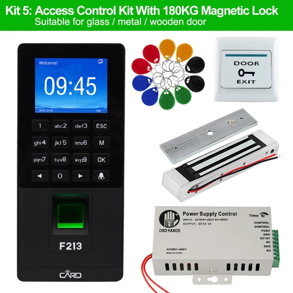 Kit5 RFID Клавиатура TCP/IP/usb-устройство для считывания отпечатков пальцев система контроля доступа двери биометрическое программное обеспечение DIY Электронный магнитный замок ударный болт замки - Цвет: Kit5